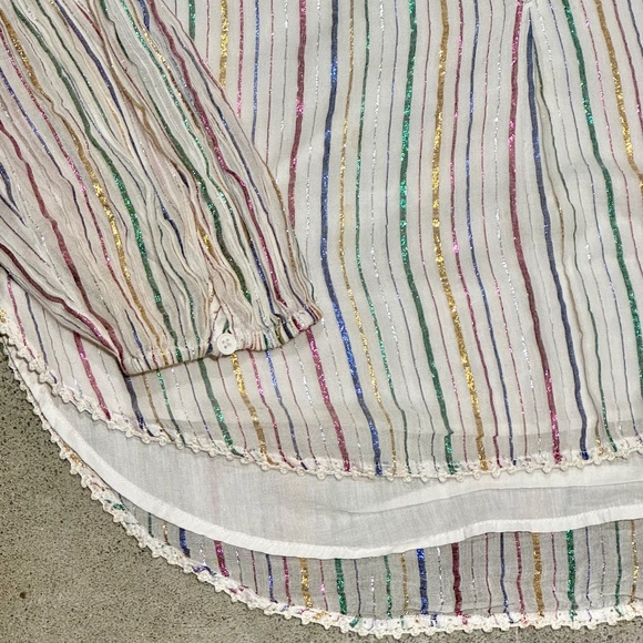 APIECE APART COTTON TOP WITH SPARKLE STRIPES AND RUFFLE SLEEVES - Picture 7 of 7